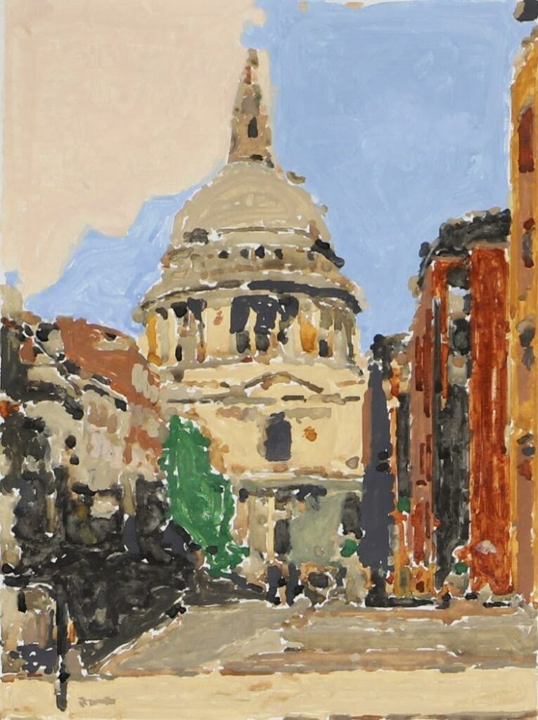 Early robotic painting result with the e-David abstraction framework, 2024