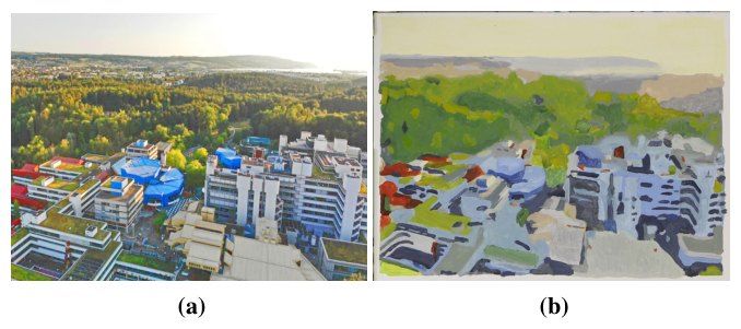 Photo of the University of Konstanz campus and the robot painting of it