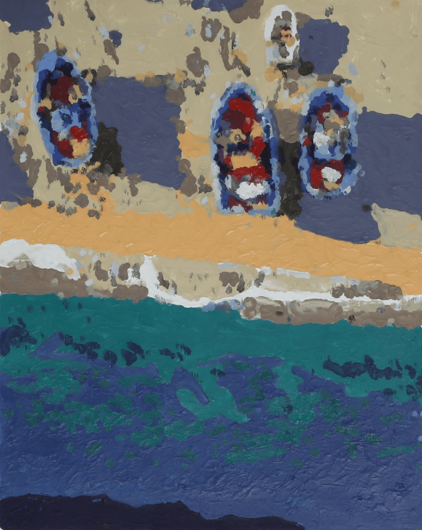 Robotic painting of boats on a beach