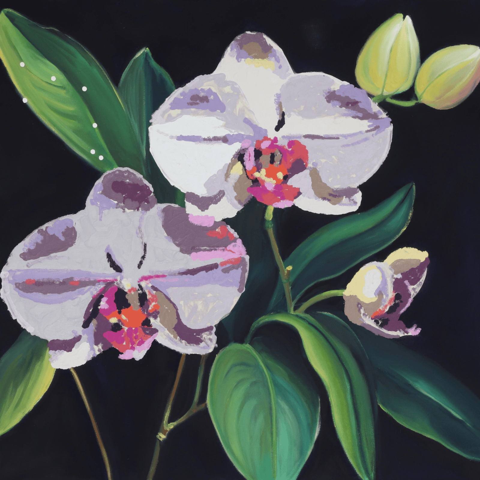 Orchid painting by Gretta Louw and e-David