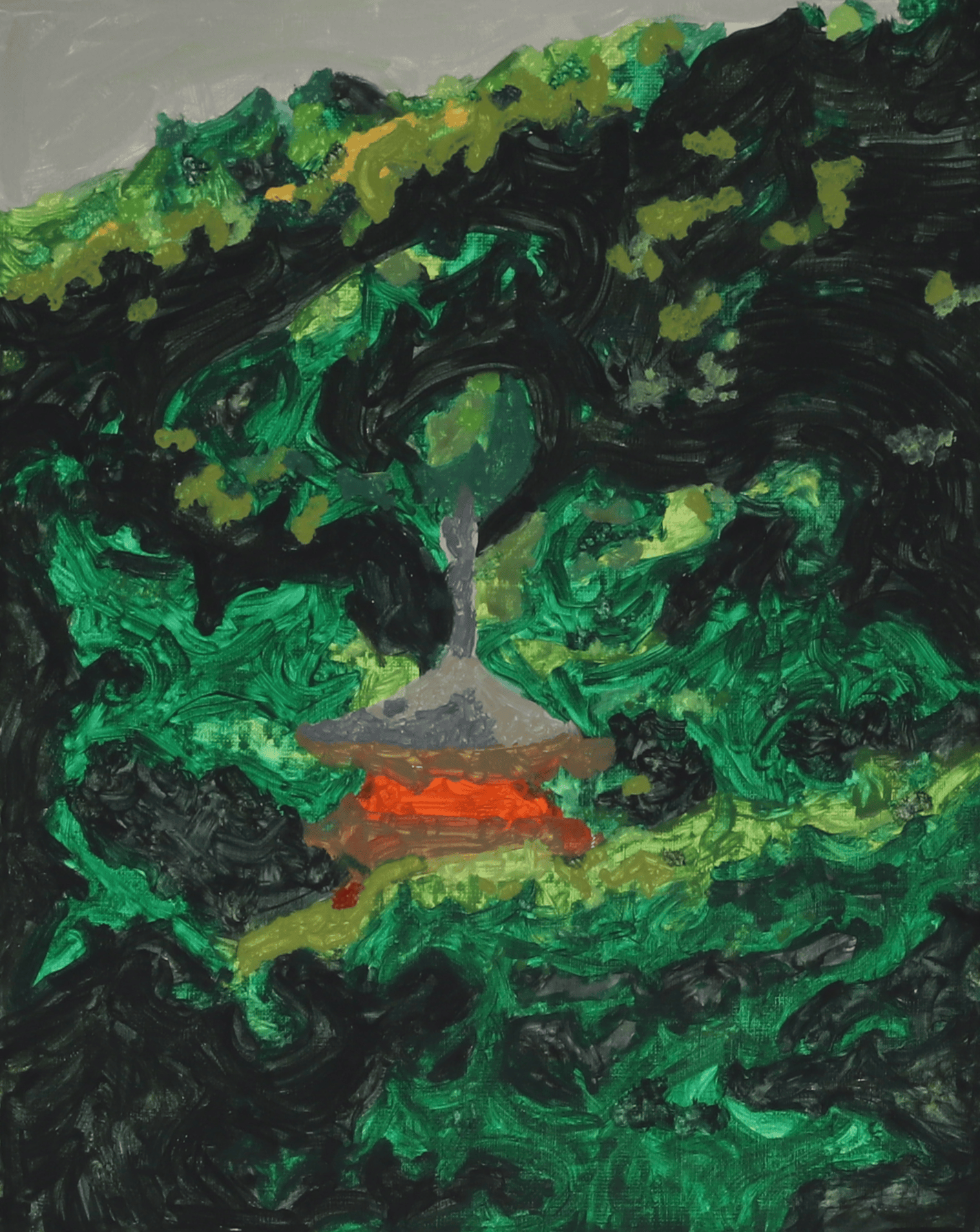 Robotic painting of a temple in a forest