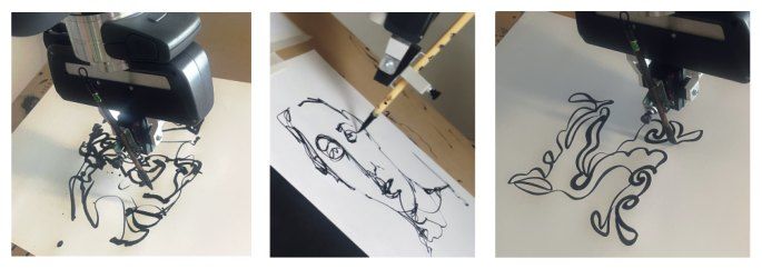 Robot arm drawing smooth brush strokes
